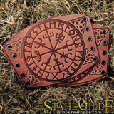 A Pair Leather  Bracers Armor Vegvisir Futhark Runes Vikings Compass Magic Stave Nordic 